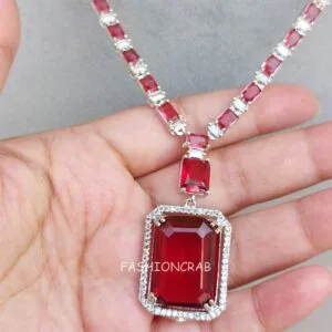 Rosy AD Jewellery Set - Pink