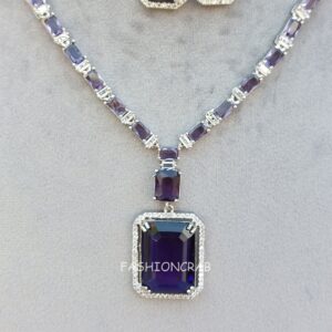 Rosy AD Jewellery Set - Purple