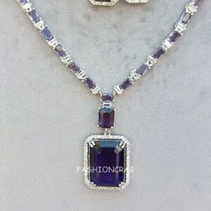 Rosy AD Jewellery Set - Purple