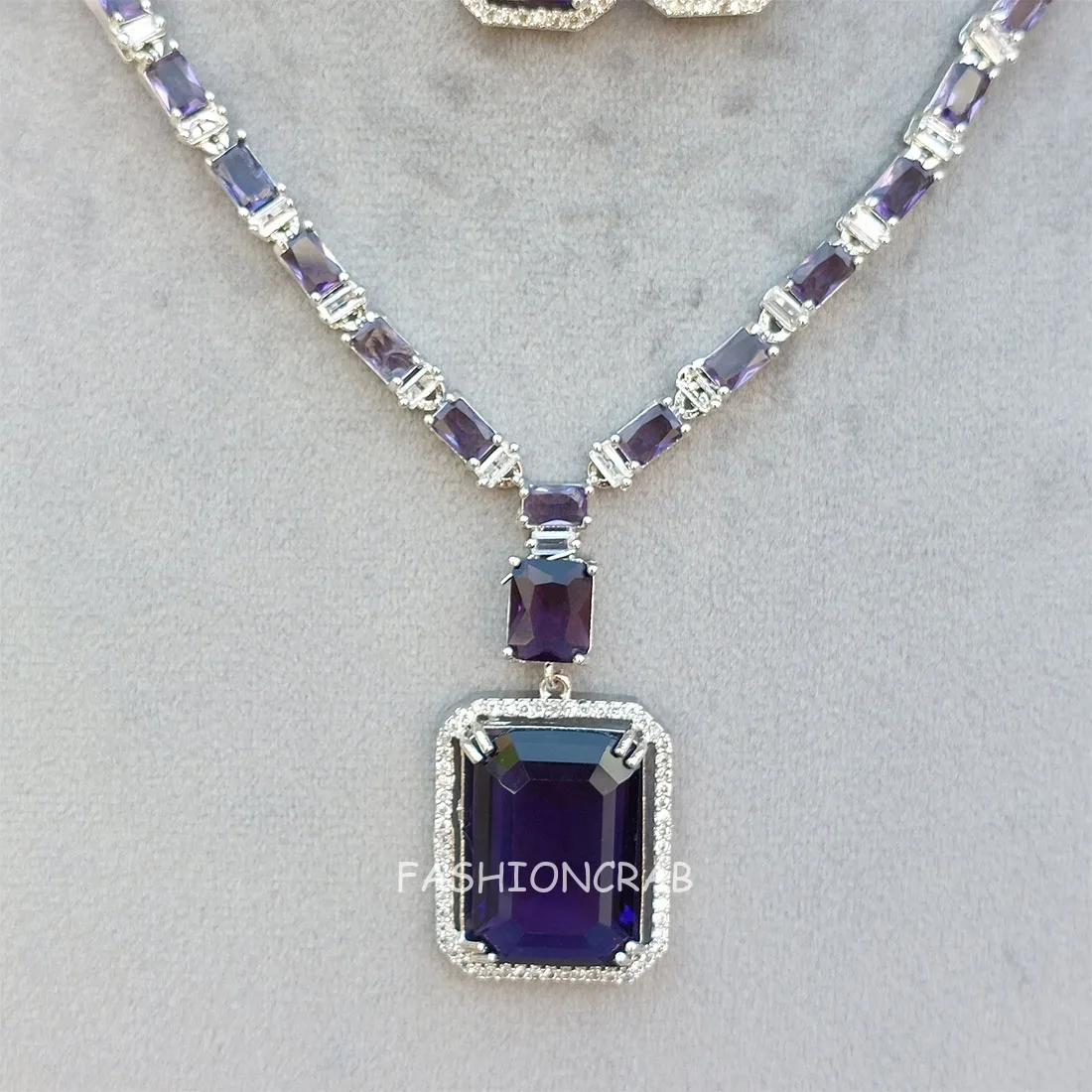 Rosy AD Jewellery Set - Purple