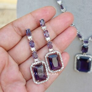 Rosy AD Jewellery Set - Purple