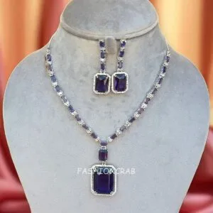 Rosy Purple AD Jewellery Set