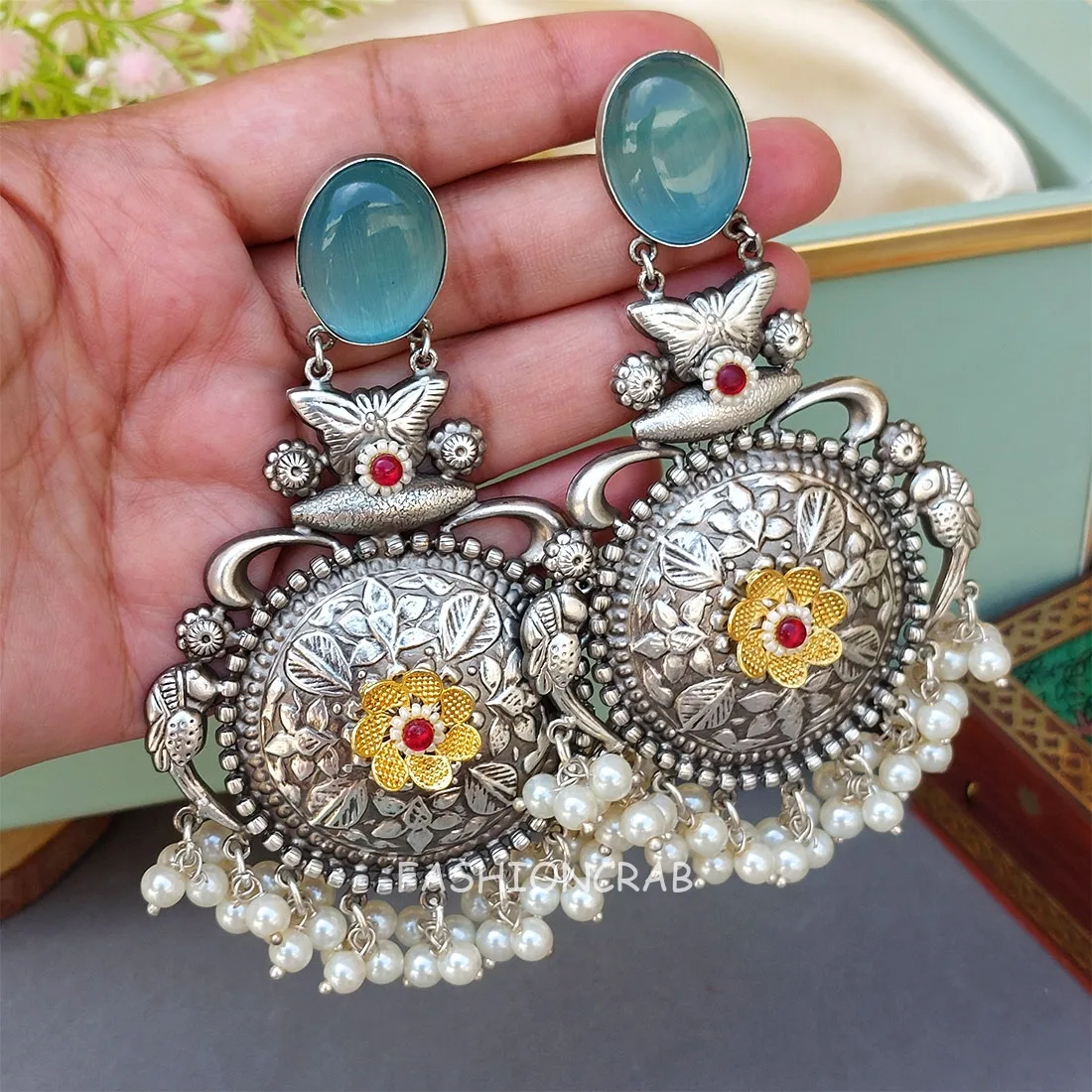 Sadabahar German Silver Earrings
