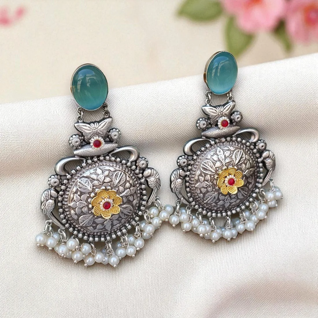 Sadabahar German Silver Earrings