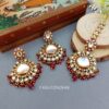 Shehnaz Maangtikka with Earrings - Maroon