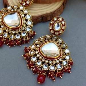 Shehnaz Maangtikka with Earrings - Maroon