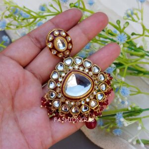 Shehnaz Maangtikka with Earrings - Maroon