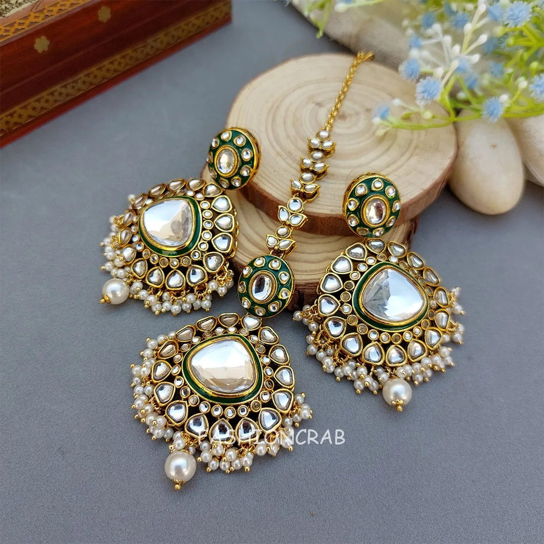 Shehnaz Maangtikka with Earrings - White