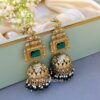 Sophia Big Kundan Jhumka - Peacock Blue