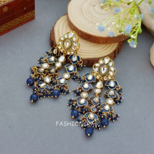Tehnaaz Kundan Earrings - Blue