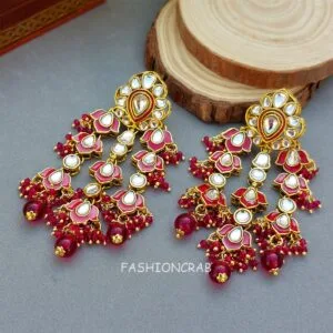Tehnaaz Kundan Earrings - Pink