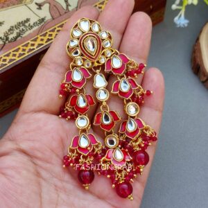Tehnaaz Kundan Earrings - Pink