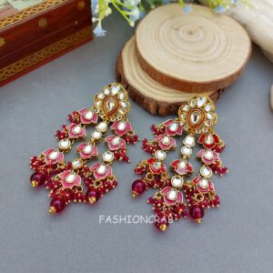 Tehnaaz Kundan Earrings - Pink