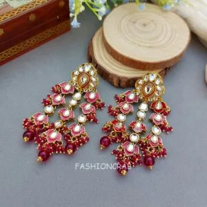 Tehnaaz Kundan Earrings - Pink