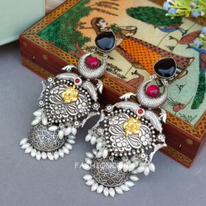 Vismaya Brass Earrings - Black