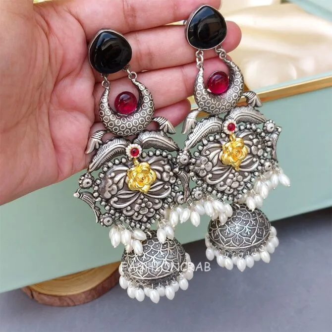 Vismaya Brass Earrings - Black-03 Vismaya Brass Earrings - Black