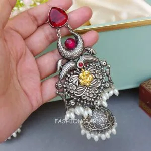 Vismaya Brass Earrings - Maroon