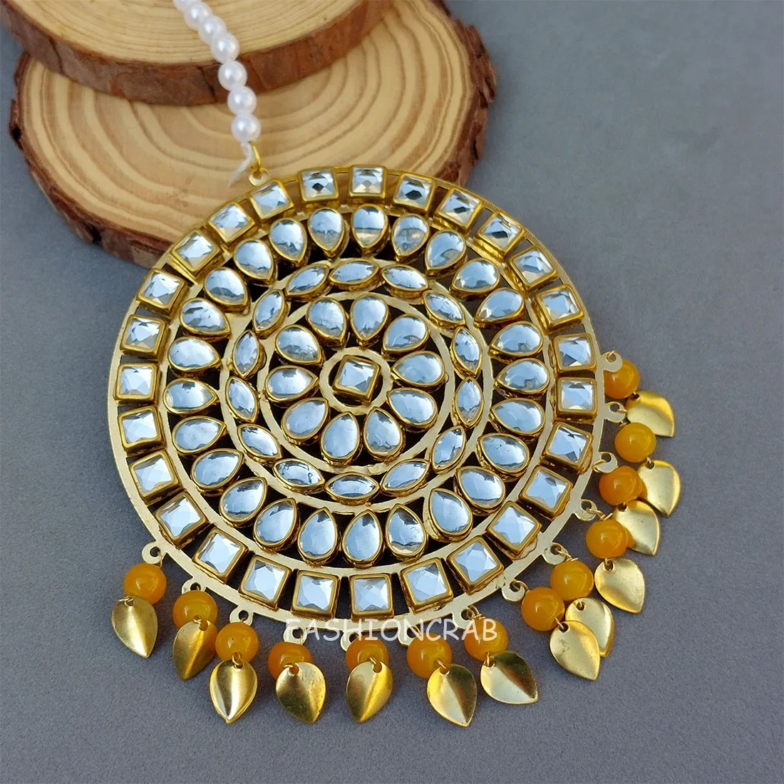 Yellow Maang Tikka for Haldi