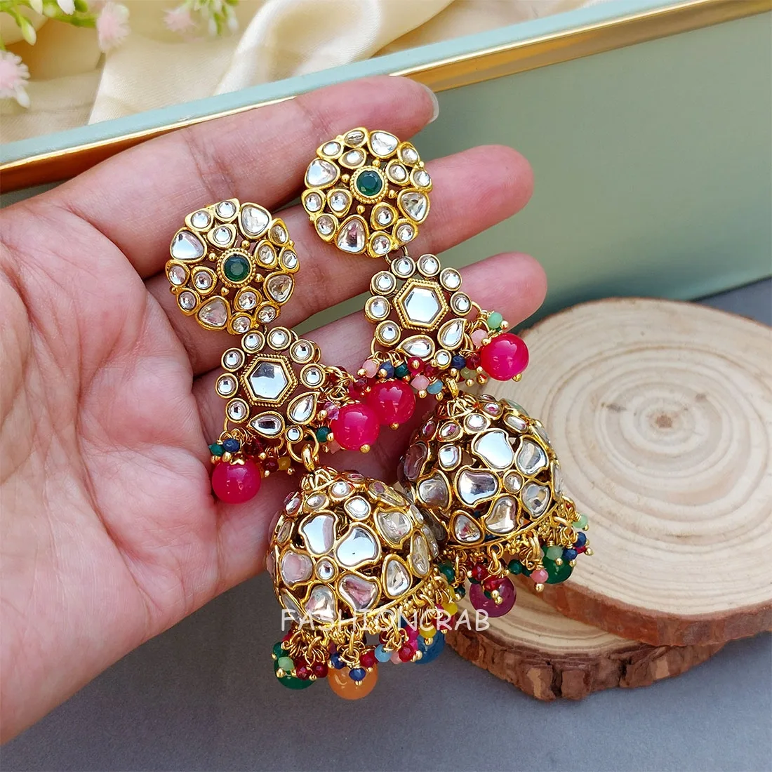 Zainab Kundan Jhumka - Multicolor