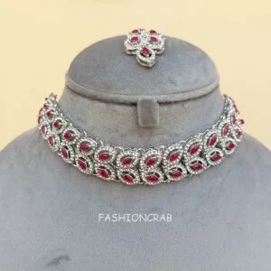 Zeenat AD Choker Set - Pink