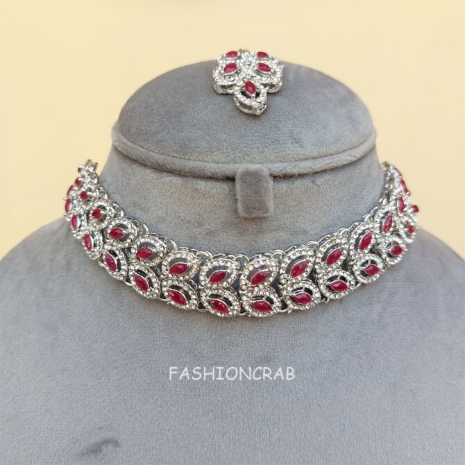 Zeenat AD Choker Set - Pink