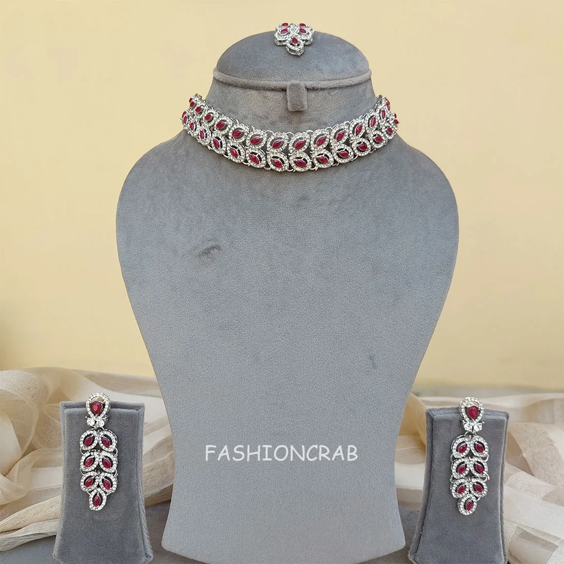 Zeenat AD Choker Set - Pink