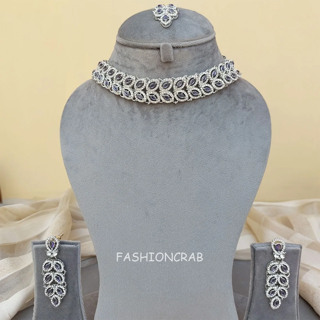 Zeenat AD Choker Set - Purple