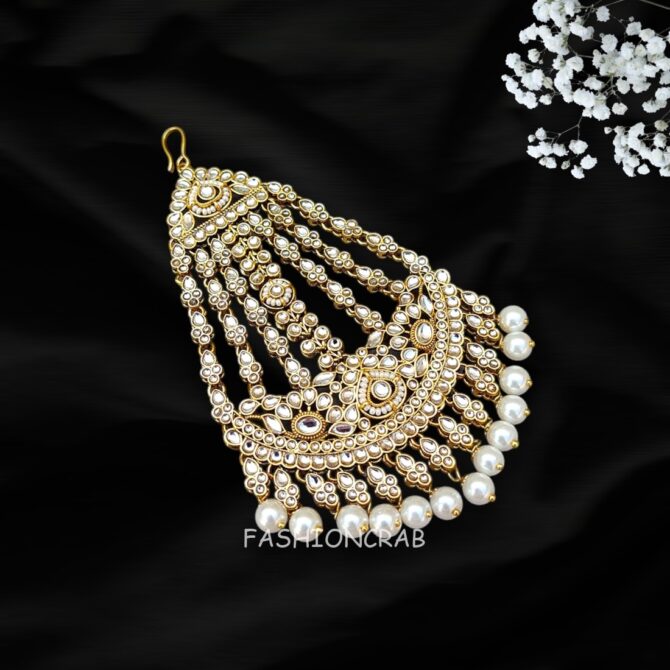 Ziya Kundan Jhumar Passa - White-03 Ziya Kundan Jhumar Passa - White