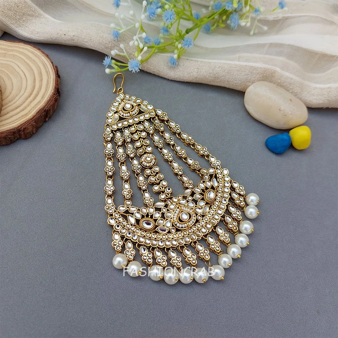 Ziya Kundan Jhumar Passa - White