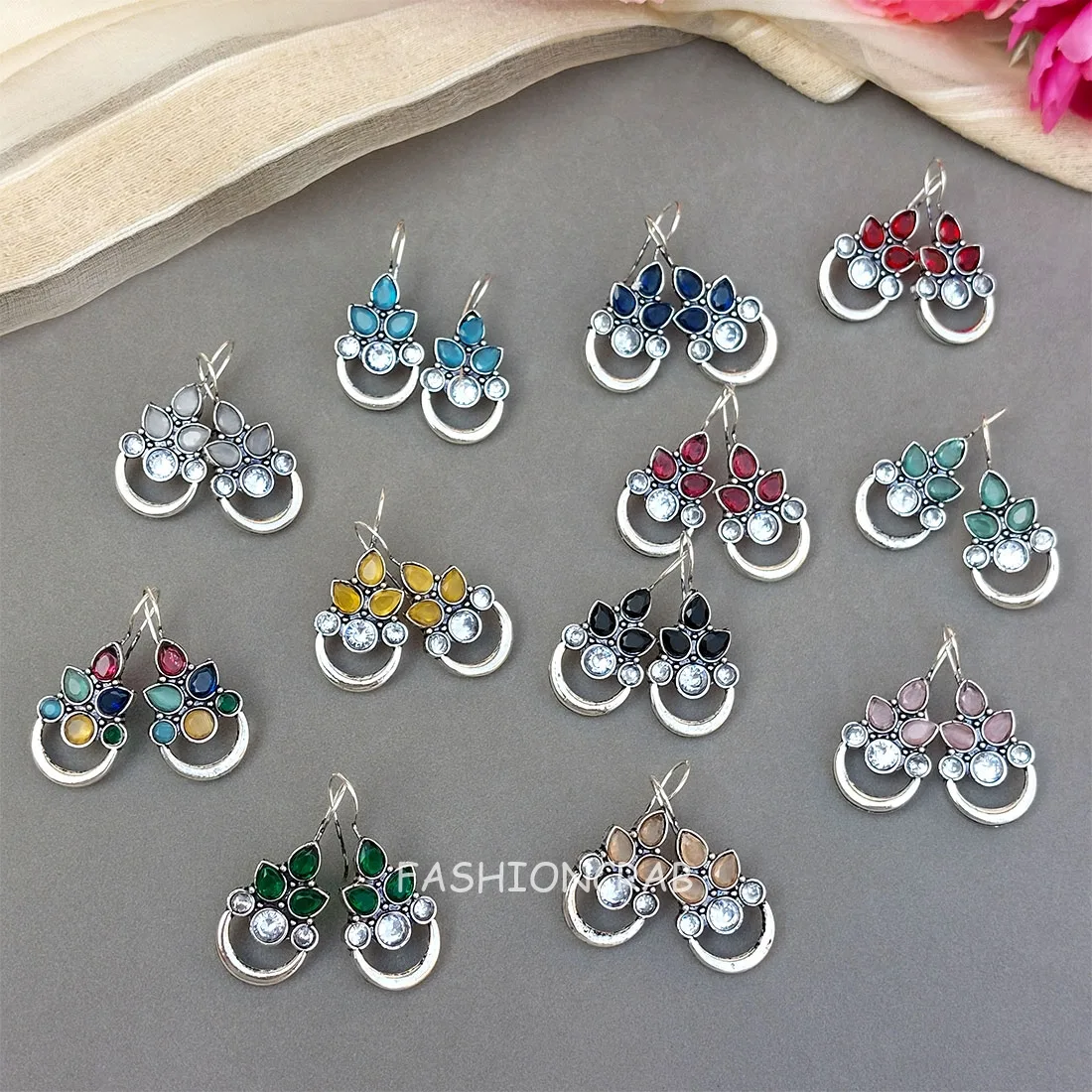 Amelia Oxidised Earrings - combo of 6