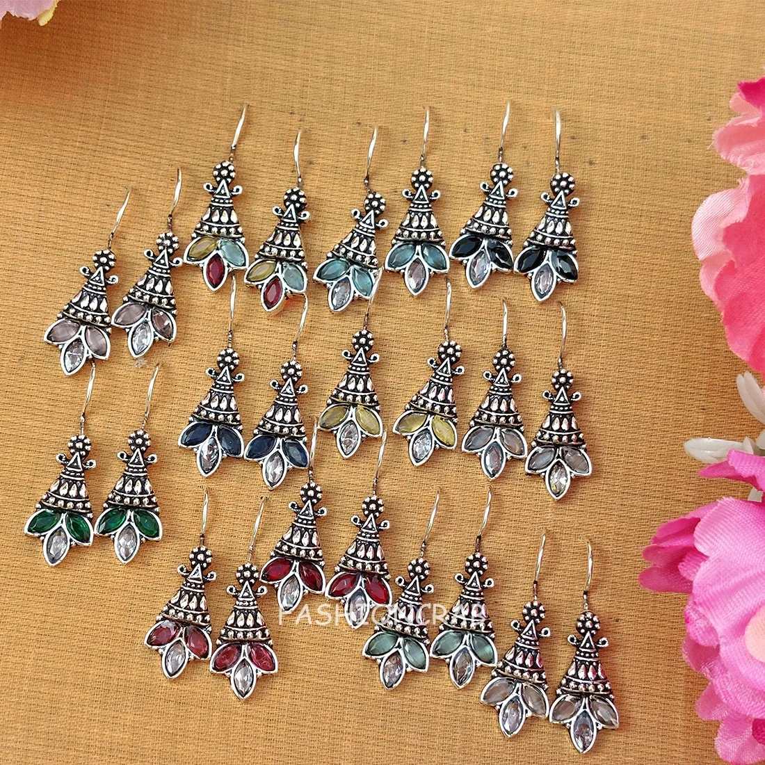 Ellie Oxidised Earrings - combo of 6