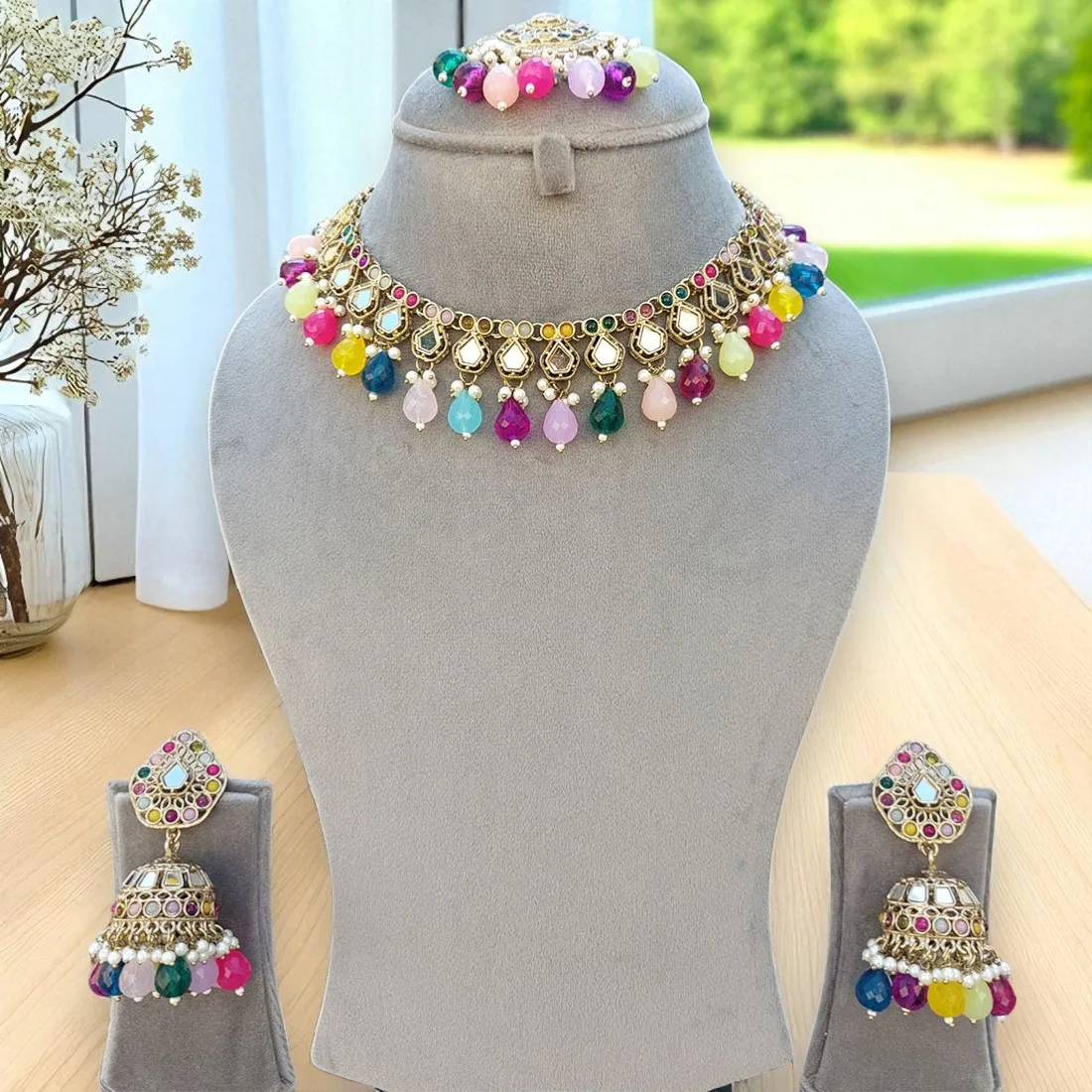Gauri Mirror Necklace - Multicolor