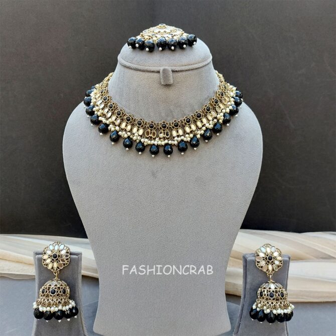 Katyayani Mirror Jewellery Set - Black