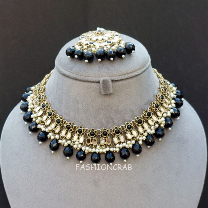 Katyayani Mirror Jewellery Set - Black