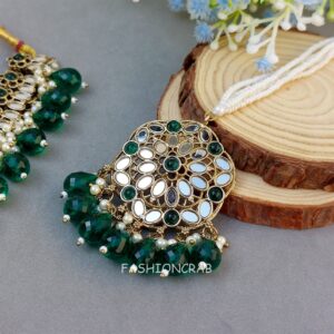 Katyayani Mirror Jewellery Set - Dark Green