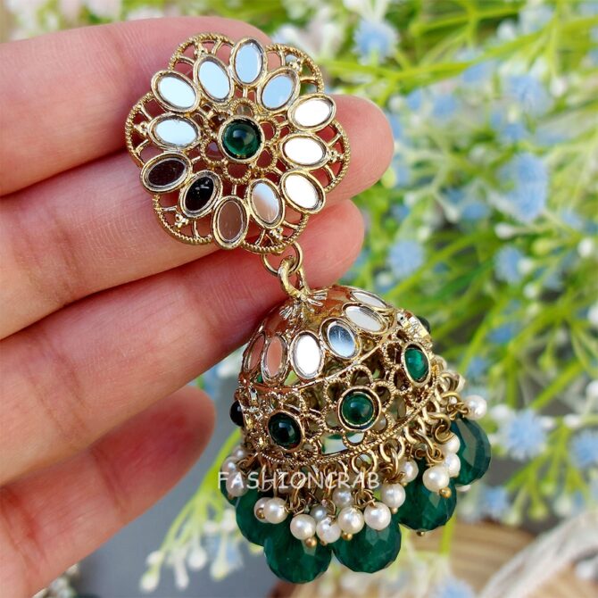 Katyayani Mirror Jewellery Set - Dark Green