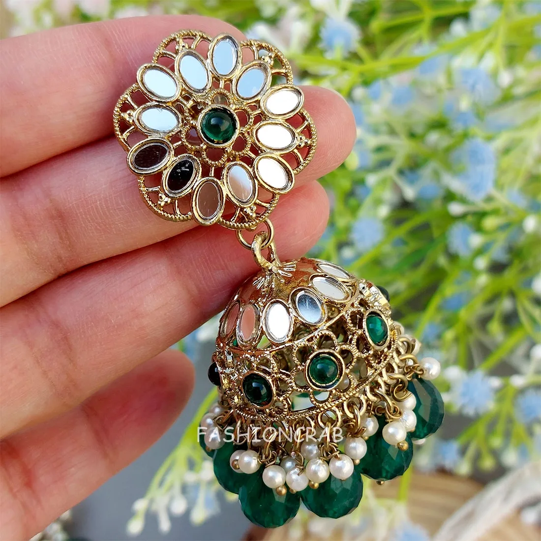 Katyayani Mirror Jewellery Set - Dark Green