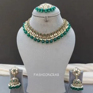 Katyayani Mirror Jewellery Set - Dark Green