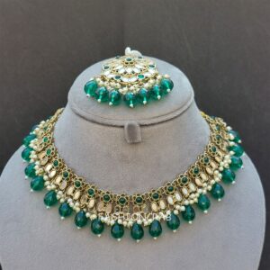 Katyayani Mirror Jewellery Set - Dark Green