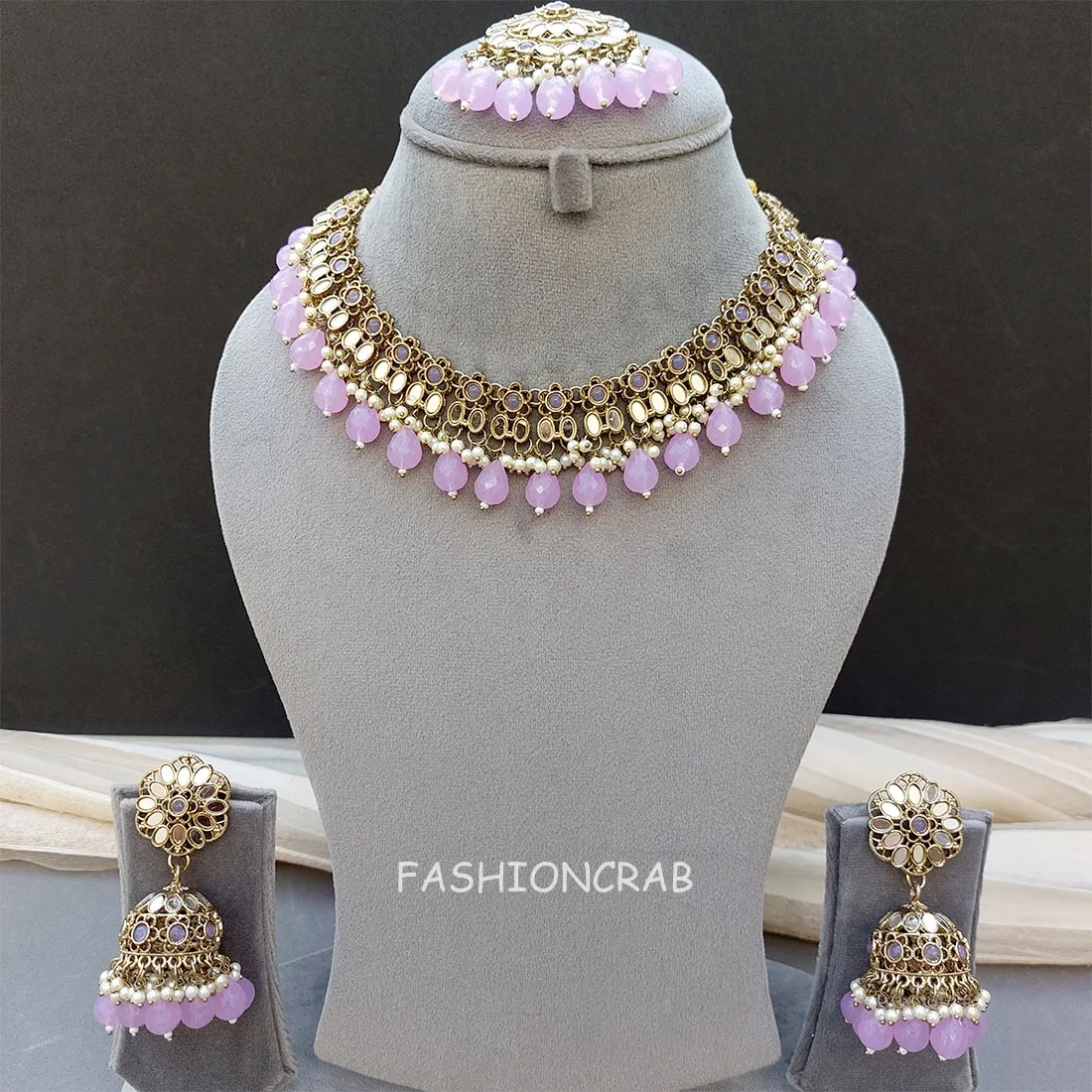 Katyayani Mirror Jewellery Set - Lavender