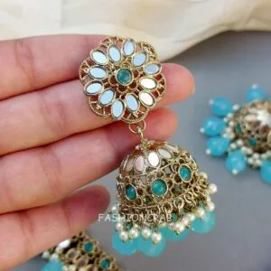 Katyayani Mirror Jewellery Set - Light Blue
