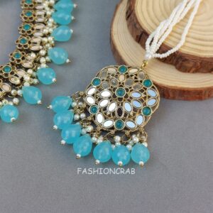 Katyayani Mirror Jewellery Set - Light Blue
