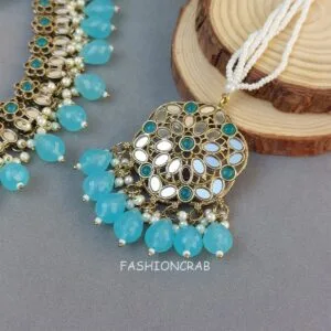 Katyayani Mirror Jewellery Set - Light Blue