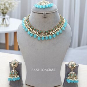 Katyayani Mirror Jewellery Set - Light Blue
