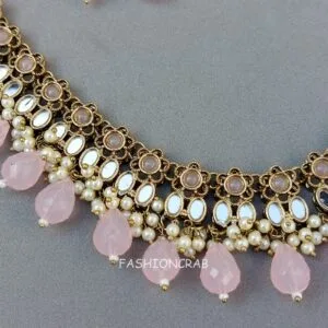 Katyayani Mirror Jewellery Set - Light Pink