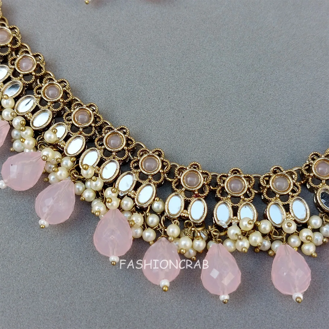 Katyayani Mirror Jewellery Set - Light Pink