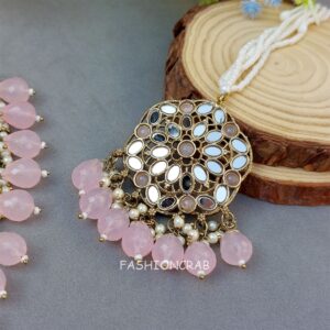 Katyayani Mirror Jewellery Set - Light Pink