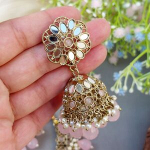 Katyayani Mirror Jewellery Set - Light Pink