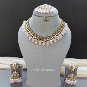 Katyayani Mirror Jewellery Set - Light Pink