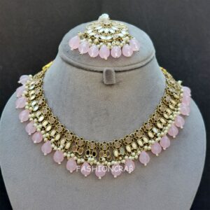Katyayani Mirror Jewellery Set - Light Pink
